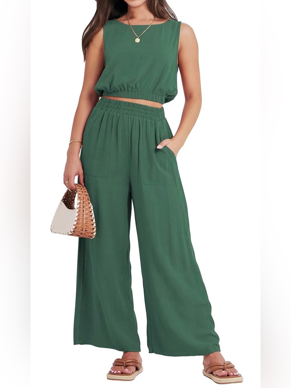 Women's wide-leg linen set NWOT small
